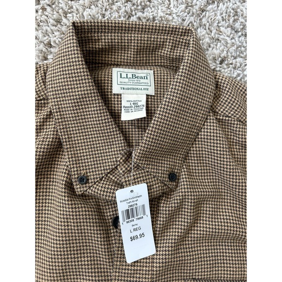 LL Bean Wicked Good Flannel Shirt Men's Large Regular Barley Traditional Fit NWT - Picture 3 of 6
